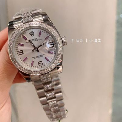 ROLEX Oyster Perpetual Replica with Diamond Bezel Imported Quartz Movement Fashional 31MM Watch